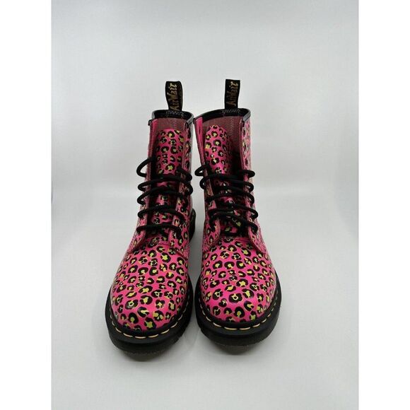 Dr Martens Boots Women's Size 8 Pink 1460 Leopard Smooth Leather Animal Print - Picture 4 of 5